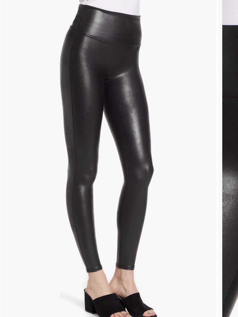 SPANX Faux Leather High Rise Shaping Leggings Black XL (Runs Small)